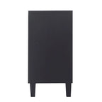 Buffet/Vaisselier Moderne Noir Mat 4 Portes en Bois, Armoire de Rangement d'Appoint de 60 Pouces