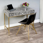 Bureau noir et blanc avec incrustations en os