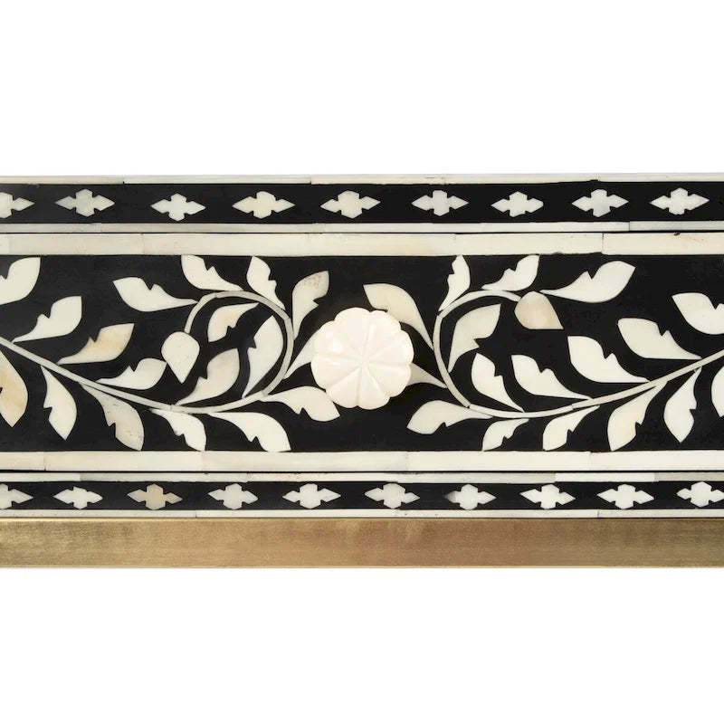 Bureau noir et blanc avec incrustations en os