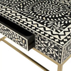 Bureau noir et blanc avec incrustations en os