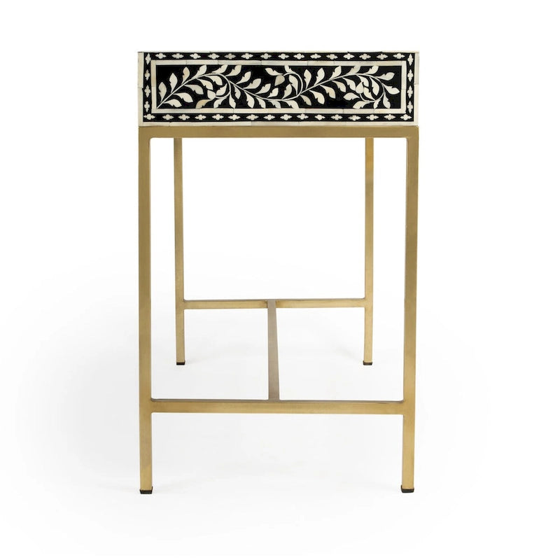 Bureau noir et blanc avec incrustations en os