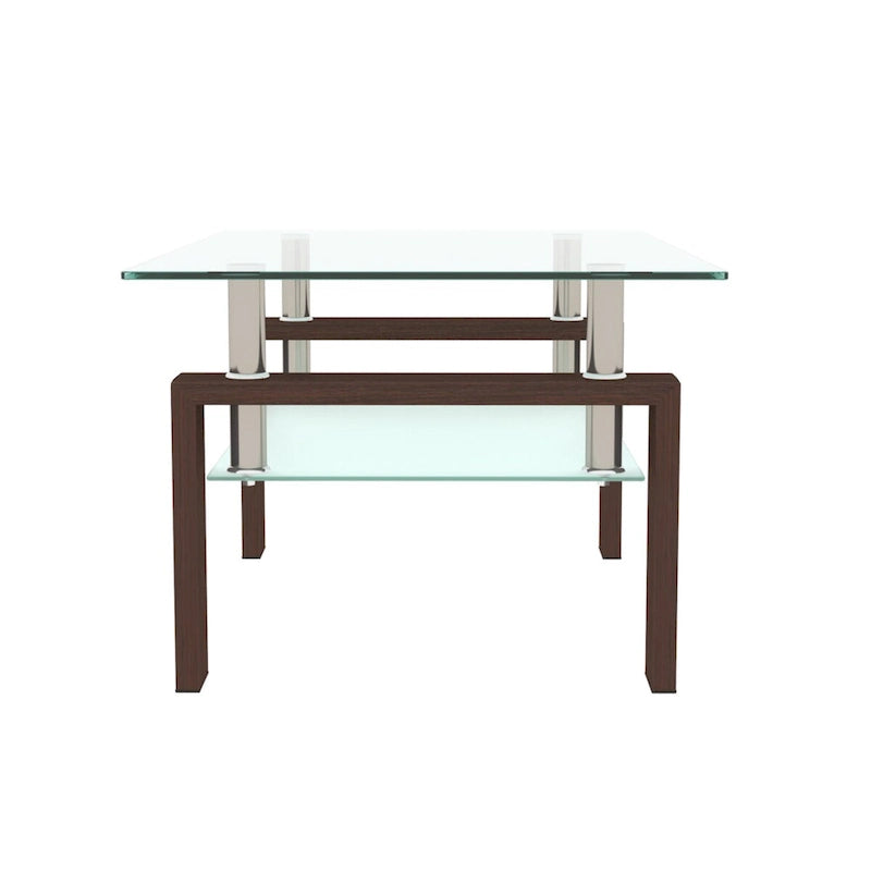 Table basse rectangulaire en noyer et verre, table basse transparente, tables d'appoint et centrales modernes pour salon, meubles de salon
