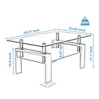 Table basse rectangulaire en noyer et verre, table basse transparente, tables d'appoint et centrales modernes pour salon, meubles de salon