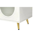 Bahut / Buffet Mid-Century Moderne de 152 cm de large avec portes en verre trempé cannelé et étagères réglables