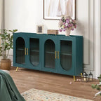 Bahut / Buffet Mid-Century Moderne de 152 cm de large avec portes en verre trempé cannelé et étagères réglables