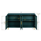 Bahut / Buffet Mid-Century Moderne de 152 cm de large avec portes en verre trempé cannelé et étagères réglables