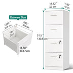 Meuble de rangement vertical verrouillable à 4 tiroirs de 130 cm de haut pour bureau à domicile