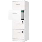 Meuble de rangement vertical verrouillable à 4 tiroirs de 130 cm de haut pour bureau à domicile